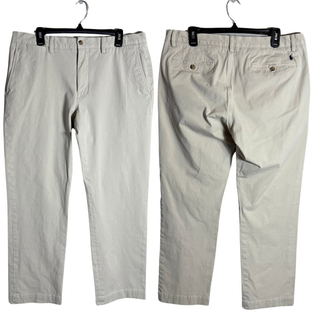 Polo Ralph Lauren Stretch Cotton Twill Chino Pants Mens 35x30 Tan Preppy Classic